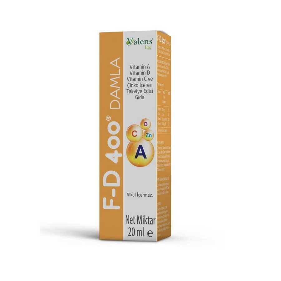 F-D 400 Damla Multivitamin Ve Çinko İçeren Takviye Edici Gıda 20 ml - 1