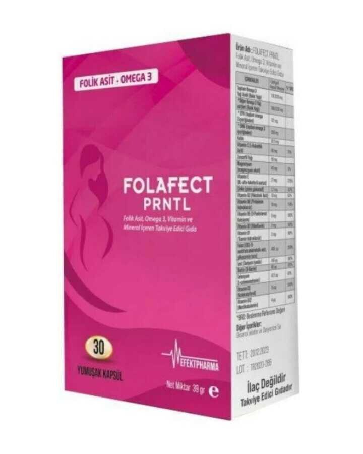 Folafect Prntl Folik Asit Omega 3 Vitamin Ve Mineral İçeren Takviye Edici Gıda 30 Kapsül - 1