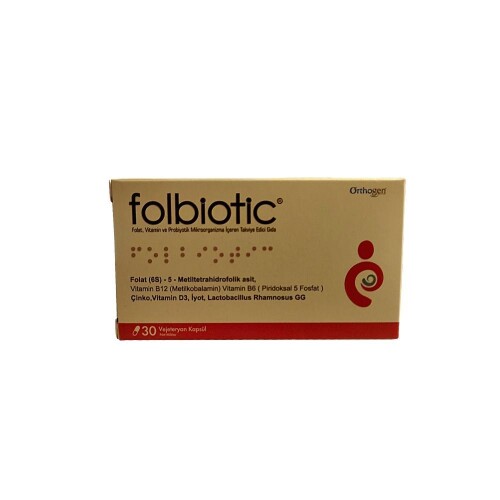 Folbiotic Folat, Vitaminler ve Probiyotik İçeren Takviye Edici Gıda 30 Kapsül - Orthogen