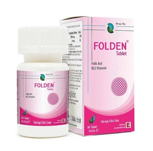 Folden Folik Asit Ve B12 Vitamini İçeren Takviye Edici Gıda 90 Tablet - Denge İlaç