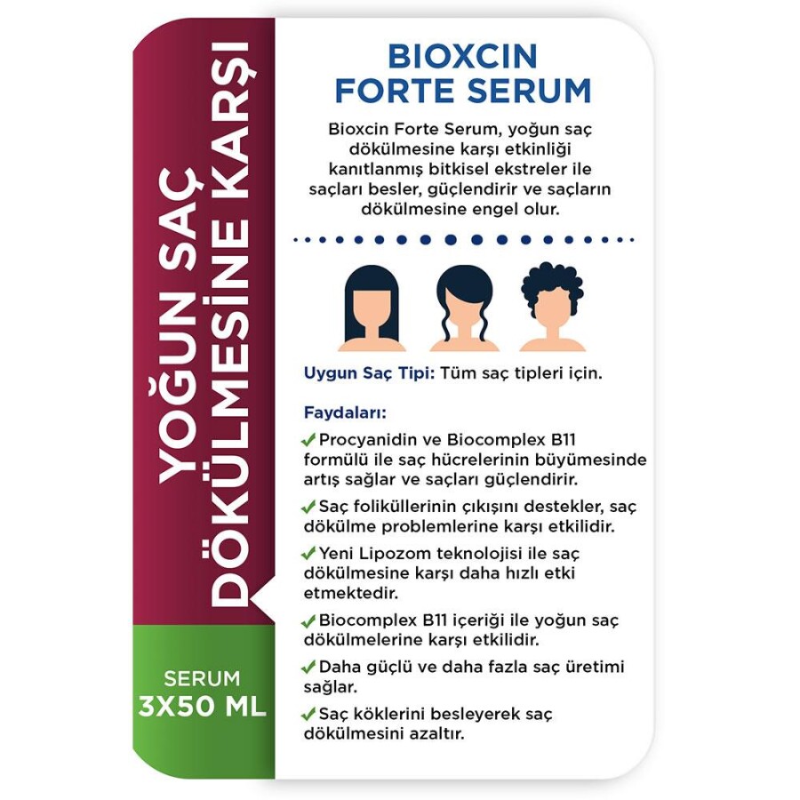 Bioxcin Forte Yoğun Saç Dökülmesine Karşı 3'lü Bitkisel Saç Serumu 3 x 50 ml - 4