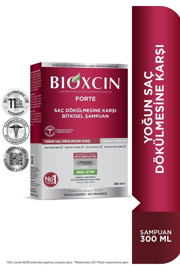 Bioxcin Forte Yoğun Saç Dökülmesine Karşı Bitkisel Şampuan Tüm Saçlar İçin 300 ml - 3