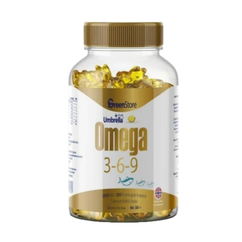 Green Store Umbrella Plus Omega 3-6-9 Norveç Balık Yağı 1300 mg 200 Kapsül - 1