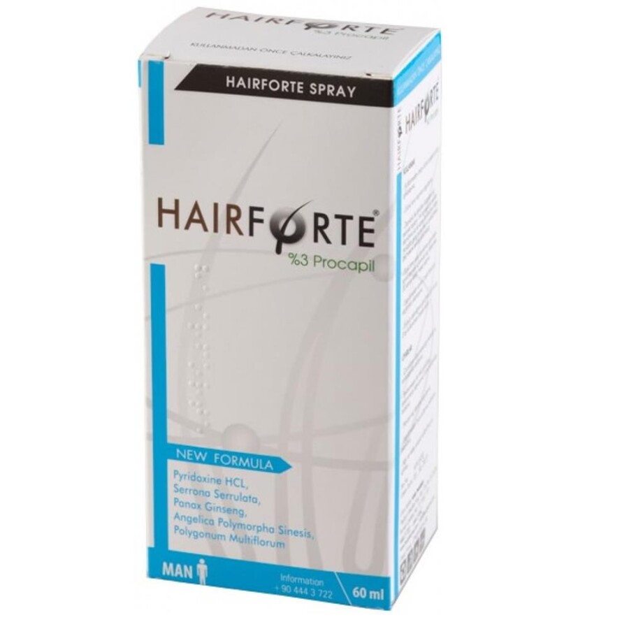 Hair Forte Sprey Erkek %3 Procapil 60 ml - Erkekler İçin - 1