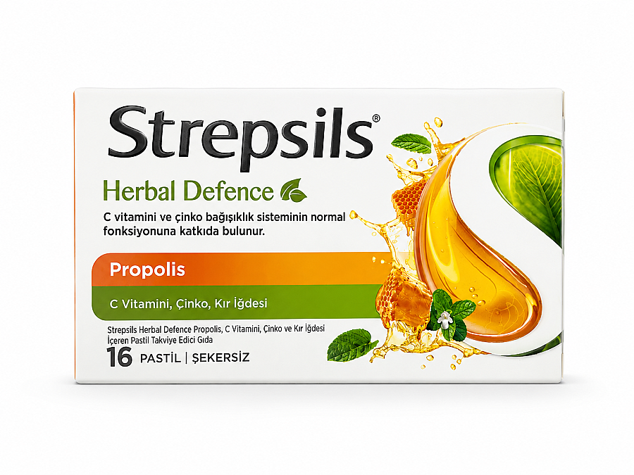 Herbal Propoli̇s, C Vitamini Ve Kır İğdesi İçeren Şekersiz Takviye Edici Gıda 16 Pastil - 1