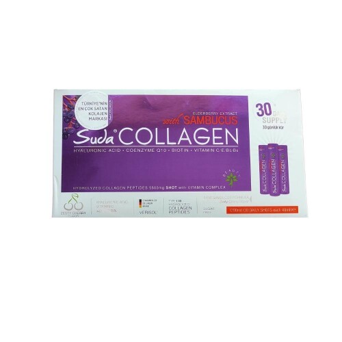Hidrolize Kolajen Peptitleri İçeren Vişne Aromalı Kolajen 30 Günlük KürX40 ml - Suda Collagen