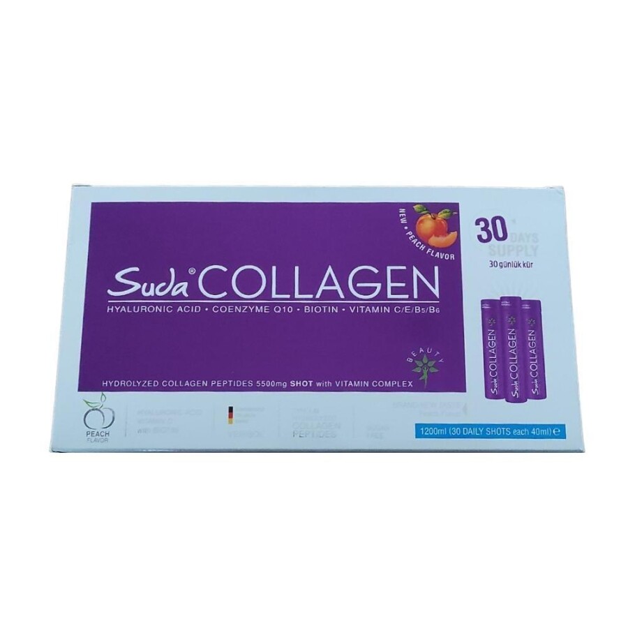 Hidrolize Kolajen Peptitleri Şeftali Aromalı Kollajen 30 Günlük KürX40 ml - 1
