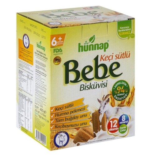 Hünnap Bebe Bisküvisü Keçi Sütlü Tam Buğday 400 Gr - 1