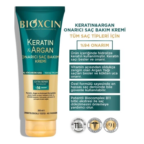 Bioxcin Keratin ve Argan Onarıcı Saç Bakım Kremi 250 ml - 3