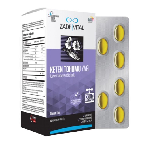 Keten Tohumu Yağı İçeren Takviye Edici Gıda 60 Yumuşak Kapsül - Zade Vital