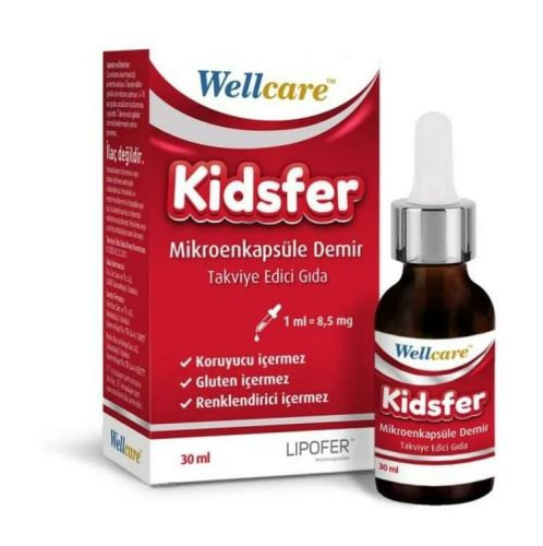 Kidsfer Mikroenkapsüle Demir İçeren Damla Takviye Edici Gıda 8,5 Mg/ml 30 Ml Şişe - Wellcare