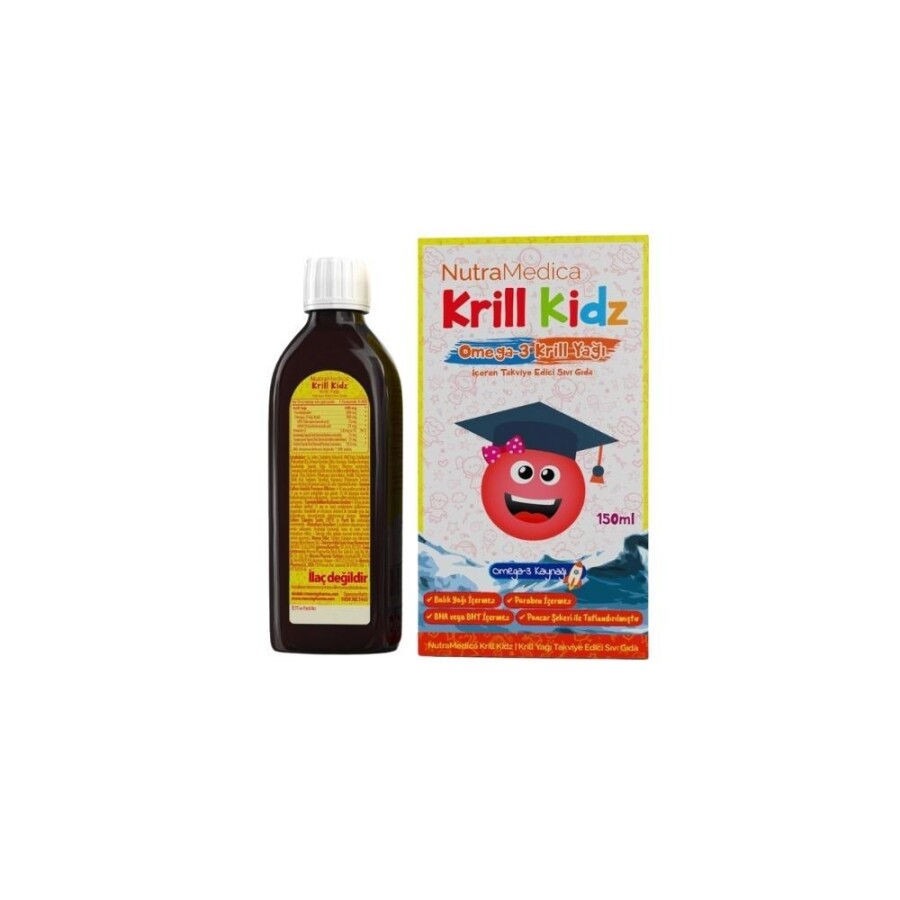 Krill Kidz Omega3 ve Krill Yağı İçeren Takviye Edici Gıda 150ml - 1