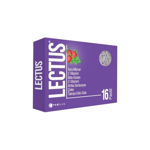 Lectus Çinko, Beta Glukan C ve D Vitamini Afrika Sardunyası ve Karamürver 16 Pastil - Tab İlaç