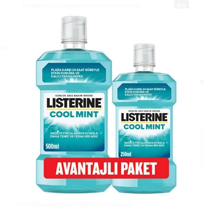 Listerine Cool Mint Nane Aromalı 500 ml + 250 ml - Avantajlı Paket - 1