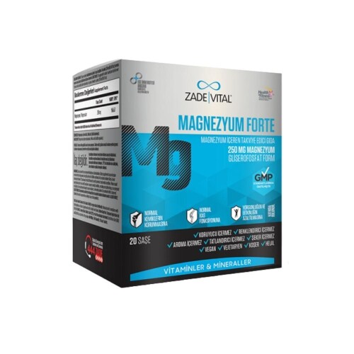 Magnezyum Forte Magnezyum İçeren Takviye Edici Gıda 20 Saşe - Zade Vital