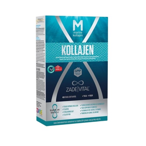 Marine Collagen + Hyaluronic Acid İçeren Balık Kaynaklı Kollajen 40 Bitkisel Kapsül - Zade Vital