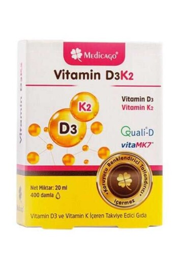 Medicago Vitamin D3K2 400 Damla 20 Ml - Medicago