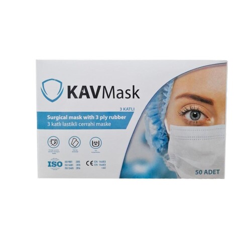 Meltblown’lu 3 Katlı Tekli Paketlenmiş Cerrahi Maske Telli 50'li Paket - Kavmask