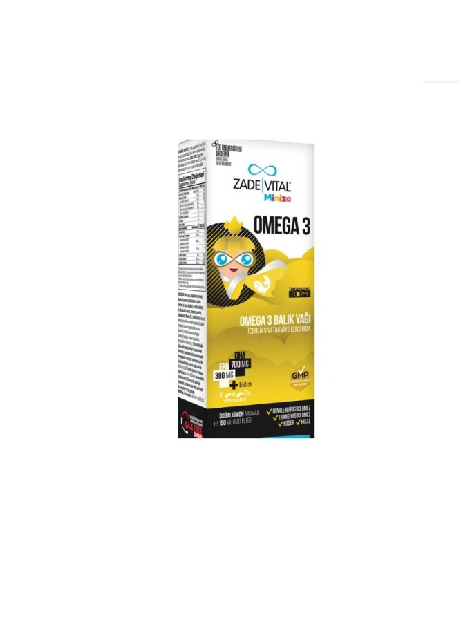 Miniza Omega 3 Balık Yağı (Limon Aromalı) 150 ml - 1