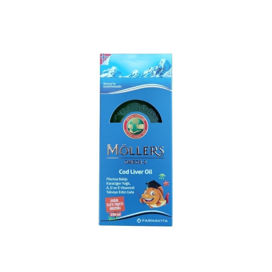 Möllers Omega-3 Multivitamin & Balık Yağı İçeren Tutti Frutti Aromalı Takviye Edici Gıda 250 ml - 1