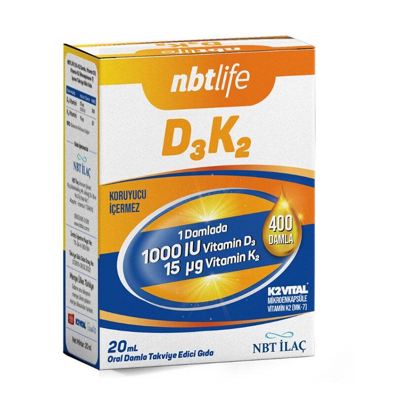 Nbt Life D3K2 Damla Takviye Edici Gıda 20 ml - 1