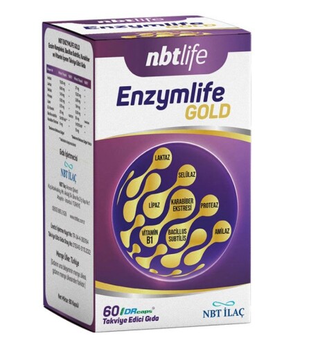 Nbtlife Enzymlife Gold Enzim Kompleksi, Bacillus Subtilis, Karabiber Ve Vitamin İçeren Takviye Edici Gıda 60 Kapsül - Nbt İlaç
