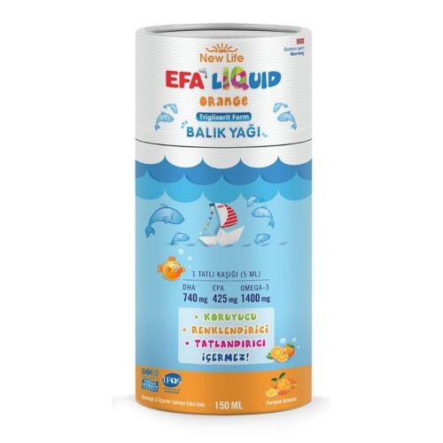 New Life Efa Liquid Balık Yağı Sıvı 150 ml - Portakal - New Life
