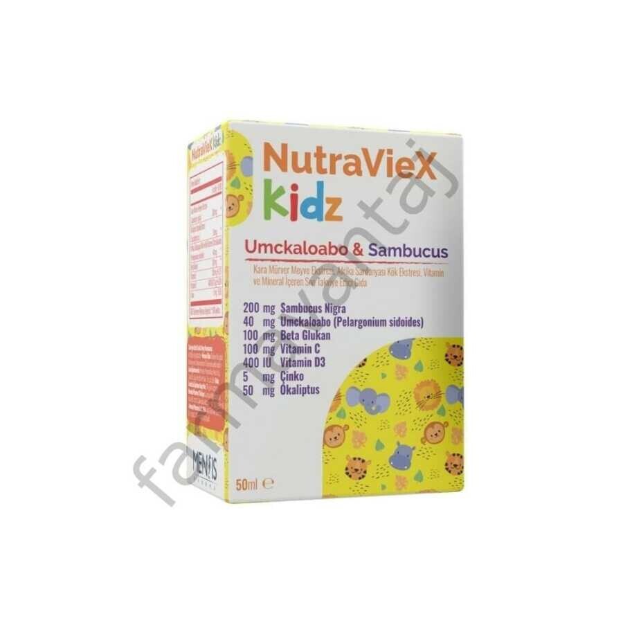 Nutraviex Kidz Umckaloabo &Sambucus Multivitamin ve Multimineral İçeren Sıvı Takviye Edici Gıda 50ml - 1