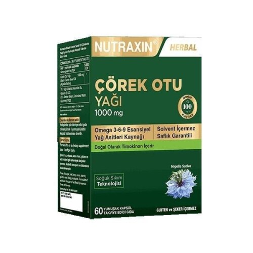 Nutraxin Çörek Otu Yağı 1000 mg 60 Kapsül - Nutraxin