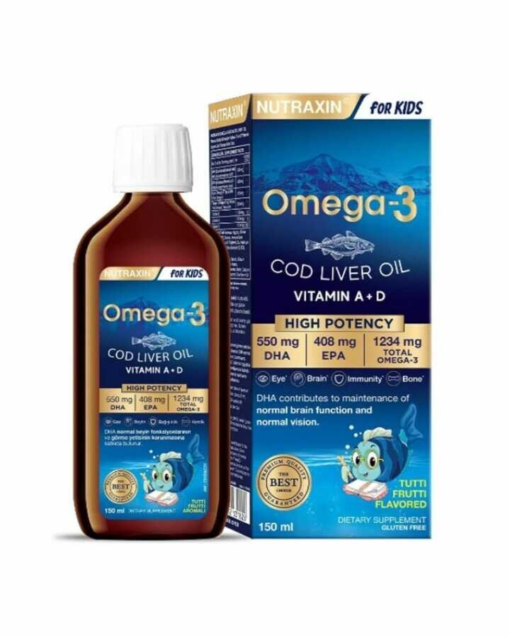 Nutraxin For Kids Omega-3 Balık Yağı Takviye Edici Gıda 150 ml - 1