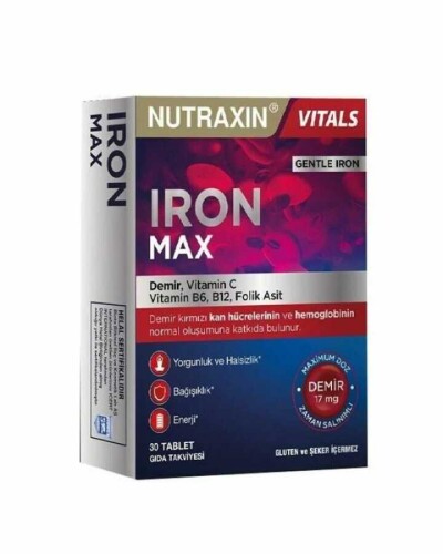 Nutraxin Iron Max Takviye Edici Gıda 30 Tablet - Nutraxin