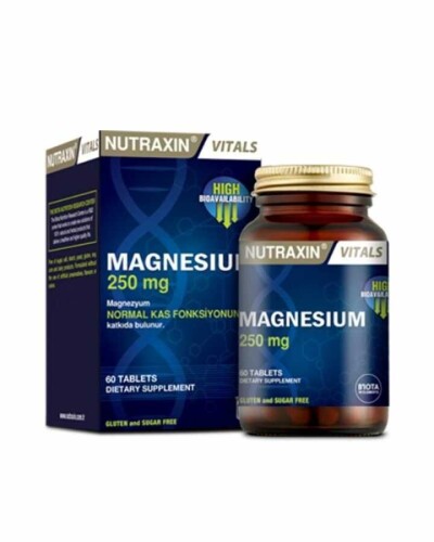 Nutraxin Magnesium Citrate 250 mg Takviye Edici Gıda 60 Tablet 