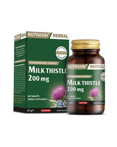 Nutraxin Milk Thistle Deve Dikeni Gıda Takviyesi 200 Mg 60 Tablet 