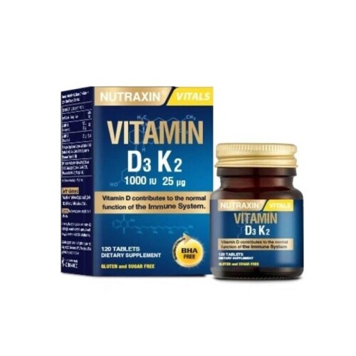 Nutraxin Vitamin D3 K2 Vitamin D Ve K İçeren Takviye Edici Gıda 120 Tablet - Nutraxin