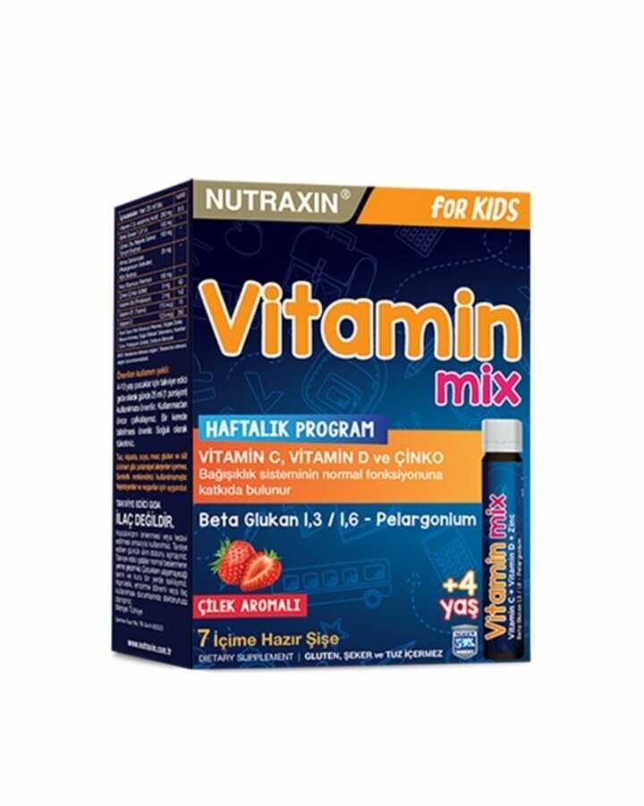 Nutraxin Vitamin Mix For Kids 7 x 25 ML Çilek Aromalı - 1