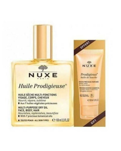 Nuxe Huile Prodigieuse Çok Amaçlı Kuru Yağ 100 ml + Duş Jeli 30 ml 