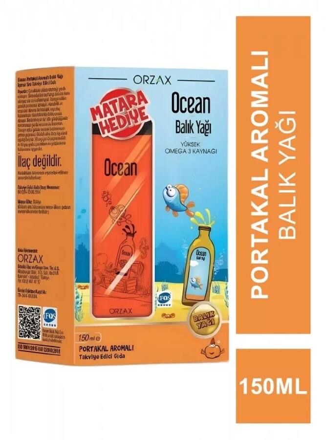 Ocean Balık Yağı Portakal Aromalı 150 ml - Matara Hediyeli - 1