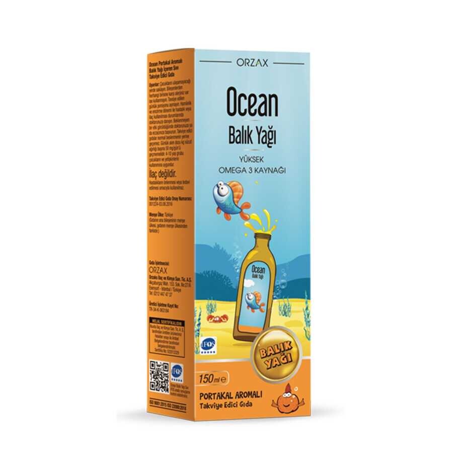 Ocean Balık Yağı Portakal Aromalı Sıvı Takviye Edici Gıda 150 ml - 1