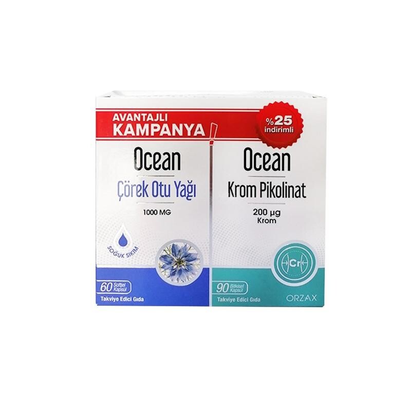 Ocean Çörek Otu Yağı 60 Kapsül + Krom Pikolinat 90 Kapsül Avantajlı Paket - 1