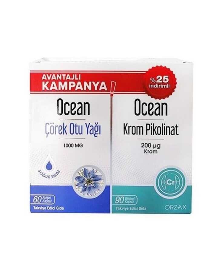 Ocean Çörek Otu Yağı 60 Kapsül + Krom Pikolinat 90 Kapsül Avantajlı Paket - 1