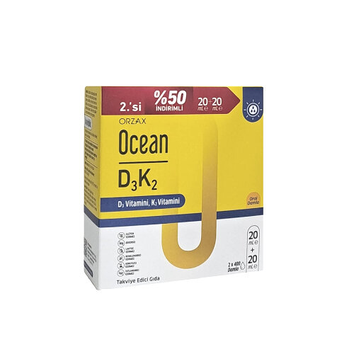 Ocean D3K2 Vitamin Damla 20ml x 2 Adet Avantajlı Paket - Orzax