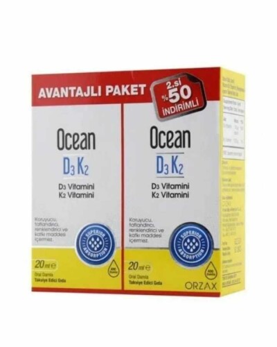 Ocean D3K2 Vitamin Damla 20ml x 2 Adet Avantajlı Paket - Orzax