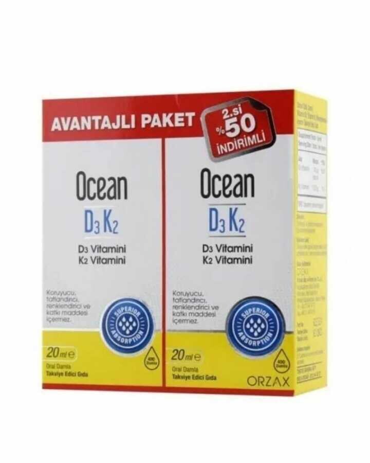 Ocean D3K2 Vitamin Damla 20ml x 2 Adet Avantajlı Paket - 1