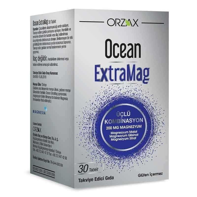 Ocean ExtraMag Üçlü Kombinasyon Takviye Edici Gıda 30 Tablet - 1