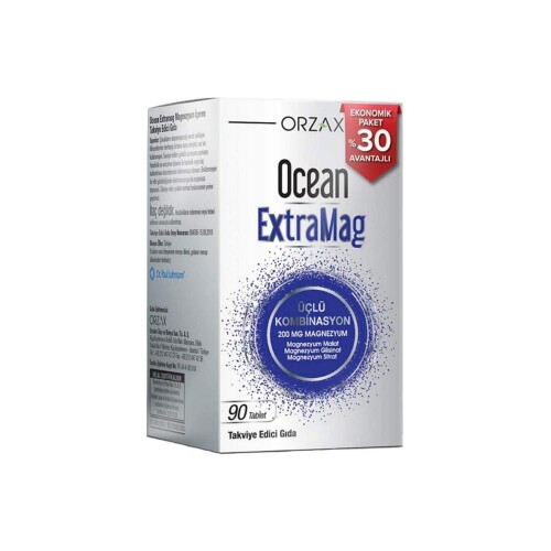 Ocean ExtraMag Üçlü Kombinasyon Takviye Edici Gıda 90 Tablet Ekonomik Paket %30 Avantajlı - Orzax