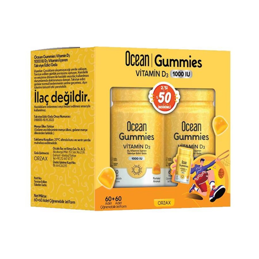 Ocean Gummies Vitamin D3 60 Çiğneme Form 2 li Paket - 1