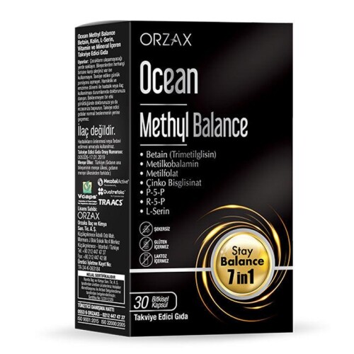 Ocean Methyl Balance B Vitamini Ve Mineraller İçeren Takviye Edici Gıda 30 Kapsül - Orzax