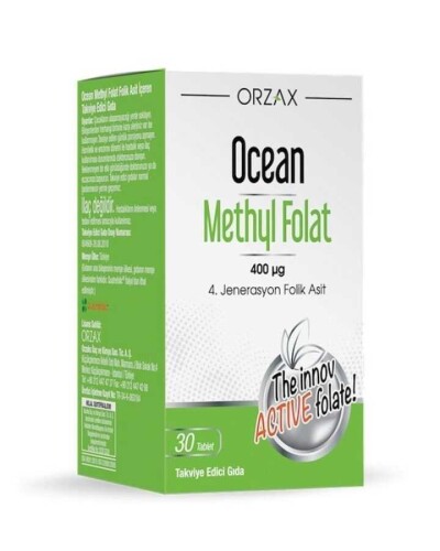 Ocean Methyl Folat Takviye Edici Gıda 30 Tablet - Orzax