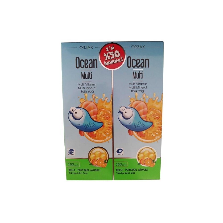 Ocean Multi Balık Yağı İçeren Bal Ve Portakal Aromalı Takviye Edici Gıda 2’li Avantaj Paketi - 1