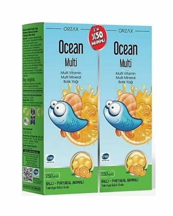 Ocean Multi Balık Yağı İçeren Bal Ve Portakal Aromalı Takviye Edici Gıda 2’li Avantaj Paketi - 1